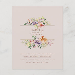 Flyer Purple Peach Summer Floral Wedding Invitar código 
