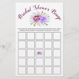 Flyer Púrpura acuarela ducha de novia tarjeta de juego b