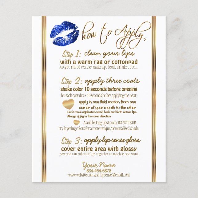 Flyer Purpurina azul Lip 💋 Instrucciones 2 (Frente)