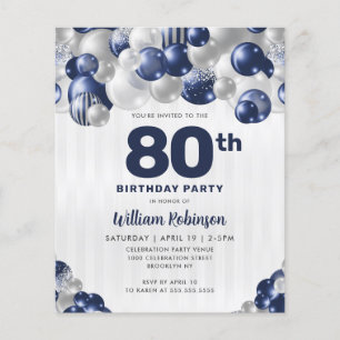 Flyer Purpurina barato de la Marina Plata Azul Balón cum