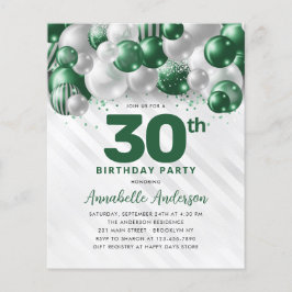 Flyer Purpurina barato Glam Green Silver Balloon