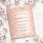 Flyer Purpurina de cumpleaños rosa oro presupuesto de in<br><div class="desc">Tenga en cuenta que esta invitación está en papel de volante y es muy delgada. Los sobres no están incluidos. Para invitaciones más gruesas (el mismo diseño) visite nuestra tienda. Para una elegante fiesta de cumpleaños número 50 (o cualquier edad). Un rosa de oro falso de aspecto metálico. Decorada con...</div>