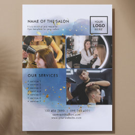 Flyer Purpurina de Glam moderno con escritura de firma h