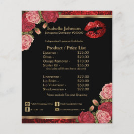 Flyer Purpurina de Lip de Rosas Rojas - Lista de product