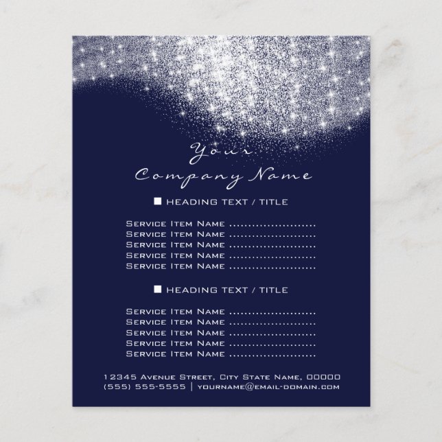 Flyer Purpurina De Los Precios De Confetti La Marina Azu (Frente)