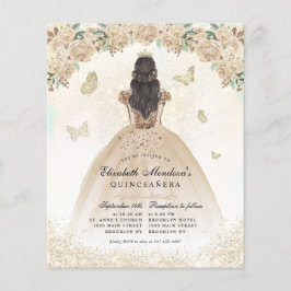 Flyer Purpurina de oro barato Princesa Floral Quinceañer