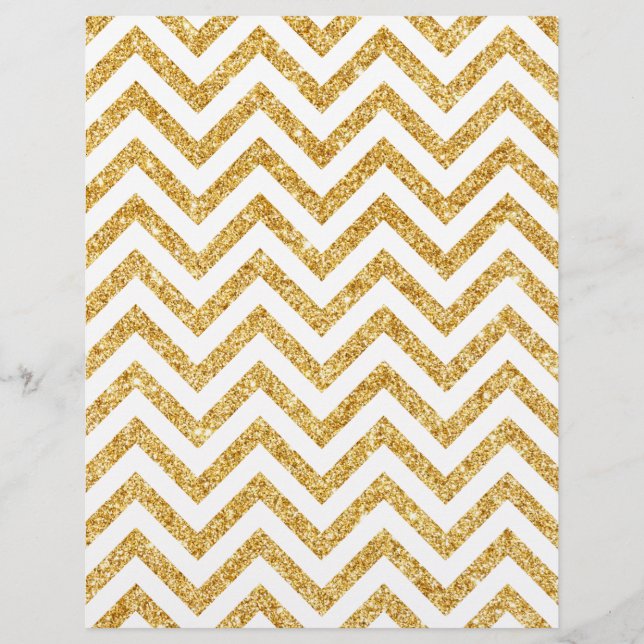 Flyer Purpurina de oro blanco Zigzag Stripes Chevron Pat (Frente)