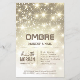 Flyer Purpurina de oro brillante esparce salón de bellez