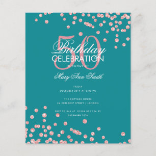 Flyer Purpurina de oro Rosa de cumpleaños de presupuesto