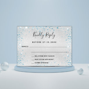 Flyer Purpurina de presupuesto azul claro plateado RSVP