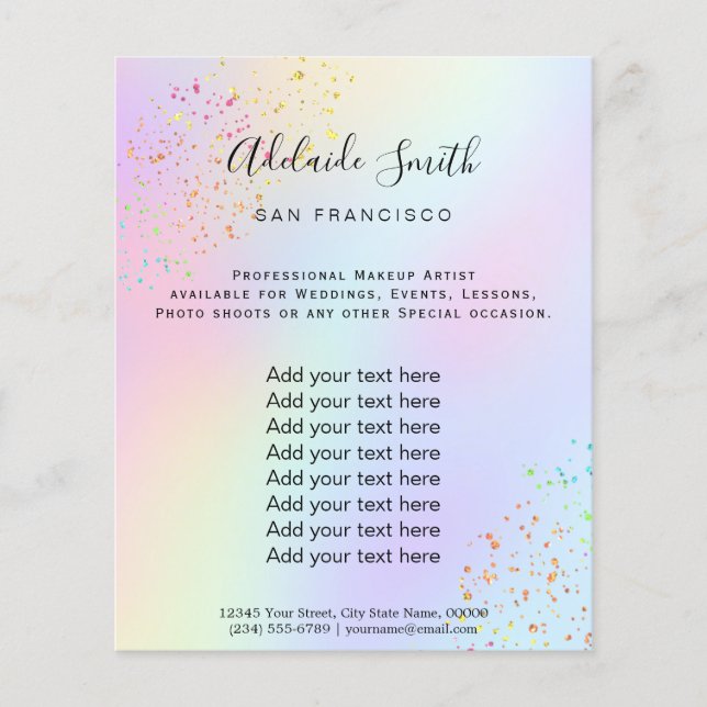 Flyer purpurina de rainbow FAUX (Frente)