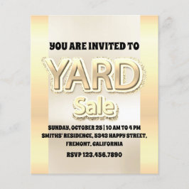 Flyer Purpurina de venta de yard Sale Faux Gold