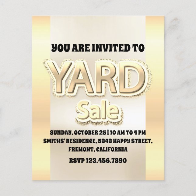 Flyer Purpurina de venta de yard Sale Faux Gold (Frente)