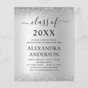 Flyer Purpurina del Partido de Graduación 2022 Silver de