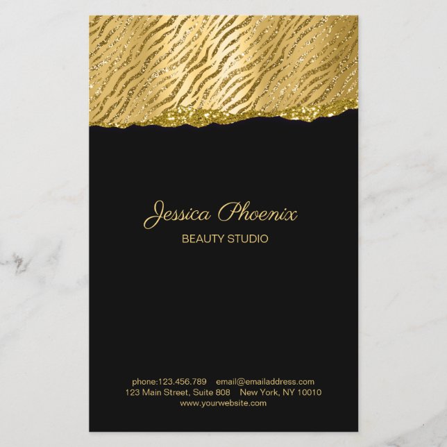 Flyer Purpurina del patrón oro del glamour moderno (Frente)