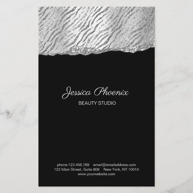 Flyer Purpurina del patrón plateado del glamour moderado (Frente)