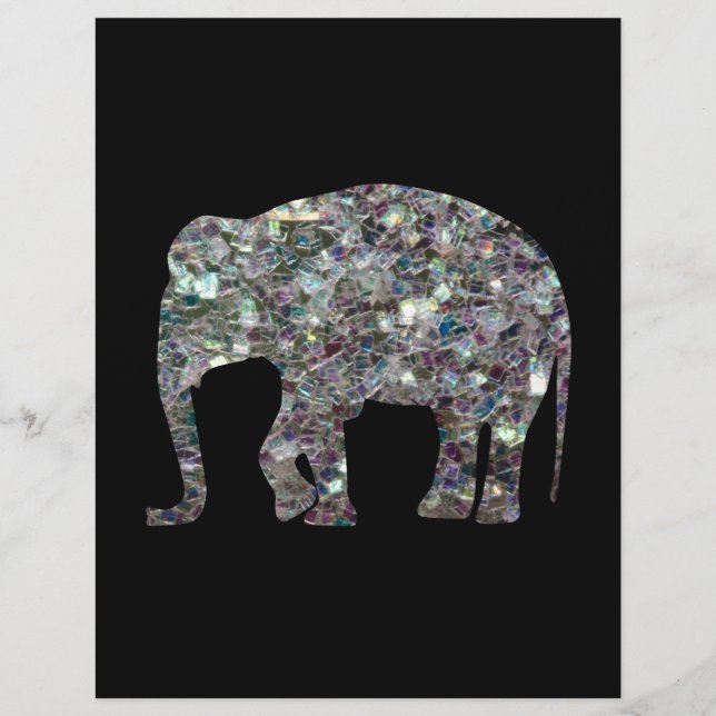 Flyer Purpurina elefante de mosaico de plata espárrago (Frente)
