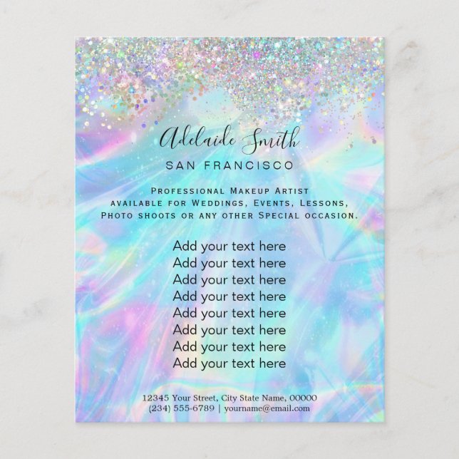 Flyer PURPURINA falso de FAUX holográfico (Frente)