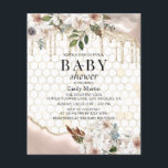 Flyer PURPURINA Floral de PRESUPUESTO Drin Marble Baby S<br><div class="desc">BUDGET Elegante Purpurina floral Drip Marble Baby Shower Invitation presenta un elegante diseño de color acuático neutro de género floral, de abeja y goteo purpurina con su información de Invitación de Baby Shower. Perfecto para la celebración especial de su mamá a ser para la primavera, verano, invierno o otoño con...</div>