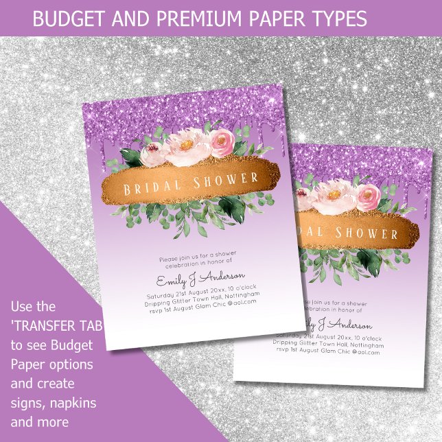 Flyer PURPURINA Floral Girly Bridal Shower (Subido por el creador)