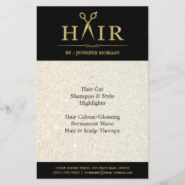 Flyer Purpurina Gold Hair Estilista Salon Scissors