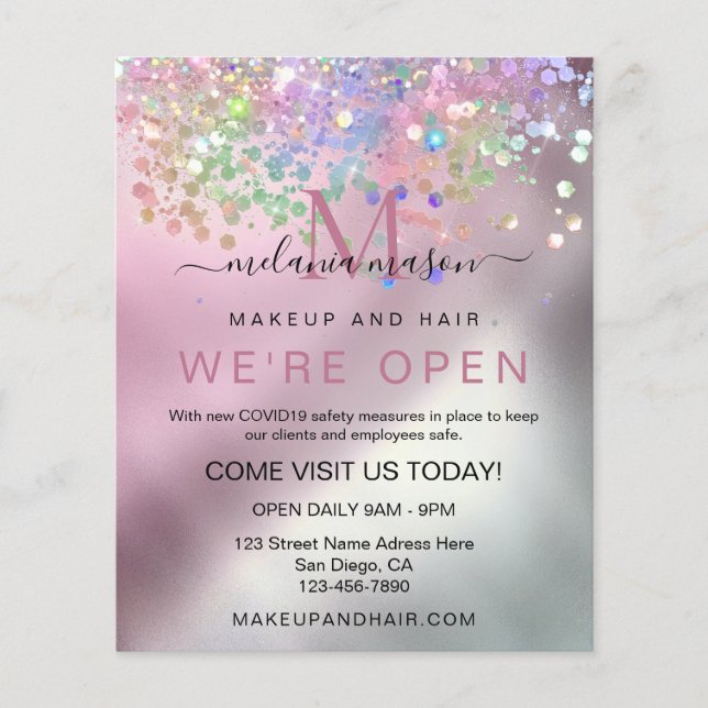 Flyer Purpurina Holográfico Esparkle Elegante Artista de (Frente)