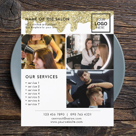 Flyer Purpurina Holográfico Firma moderna Glam Gold