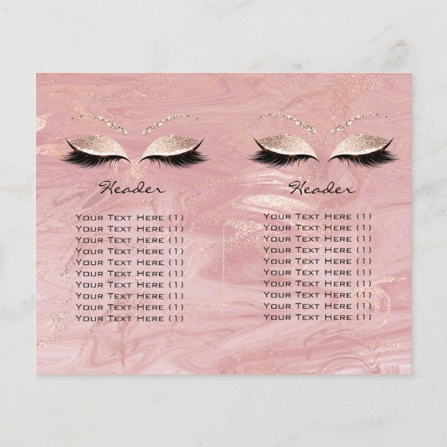 Flyer Purpurina Rosa Maquillaje Precios de Lash Ojo Leaf (Atrás)