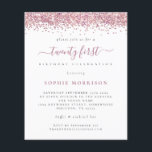 Flyer PURPURINA rosado PAPER Invitación a 21º Fiesta<br><div class="desc">Purpurina Rosado Veintitrés Fiestas Invitados. Una alternativa de PAPER (no tarjeta) de gran valor SIN ENVELOPES a un tamaño menor de 4, 5" x 5, 6" y a un precio económico. (Los sobres estándar A6 son el tamaño más próximo a caber). Glam vibra con un borde de falso purpurina rosa...</div>