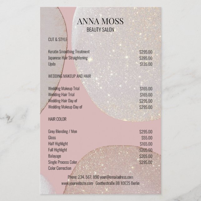 Flyer Purpurina Rosegold moderno (Frente)