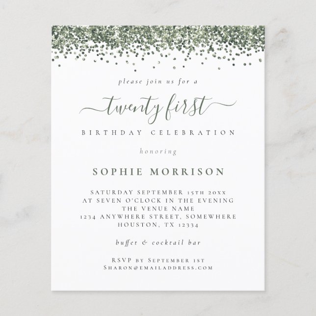 Flyer PURPURINA verde de PAPER Invitación a 21º Fiesta (Frente)