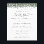 Flyer PURPURINA verde de PAPER Invitación a 21º Fiesta<br><div class="desc">Purpurina Verde Veintitrés Fiestas Invitados. Una alternativa de PAPER (no tarjeta) de gran valor SIN ENVELOPES a un tamaño menor de 4, 5" x 5, 6" y a un precio económico. (Los sobres estándar A6 son el tamaño más próximo a caber). Un borde de falso purpurina en verde está en...</div>