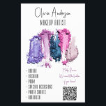 Flyer QR Code Moderno Beauty Swatch Artista de maquillaj<br><div class="desc">Moderna colección de negocios de maquillaje artístico Beauty Swatch - Una colección de negocios de belleza personalizado, limpia y sencilla, con pinceladas de color provistas de llamativas oscilaciones. Las oscilaciones de sombra de ojos moradas, rosas y azules hacen que esta colección sea perfecta para el profesional de la belleza que...</div>