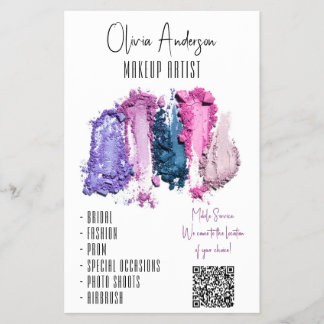 Flyer QR Code Moderno Beauty Swatch Artista de maquillaj