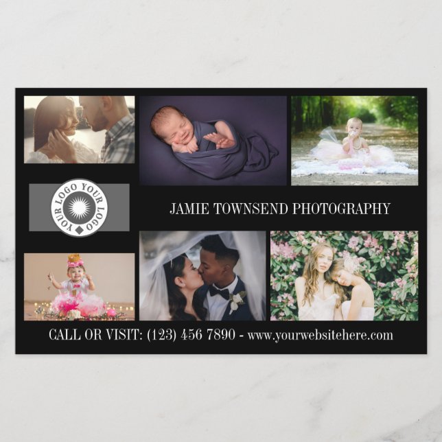 Flyer QR, fotógrafo profesional con logotipo negro (Frente)