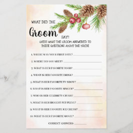 Flyer Qué dice Groom Navidades Bridal Shower Game Card