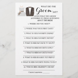 Flyer ¿Qué dijo el Groom? Tarjeta de juego Bridal Shower