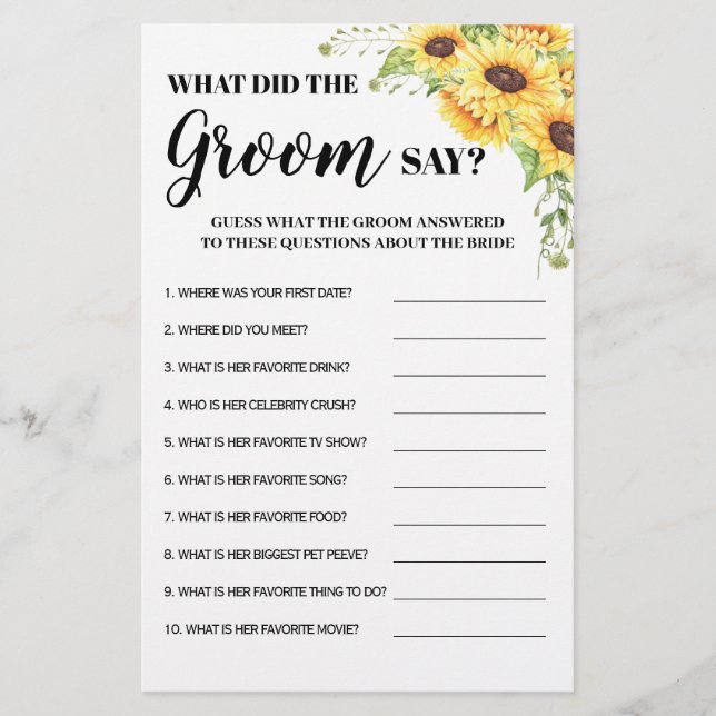 Flyer ¿Qué dijo Groom Say Bridal Shower? (Frente)