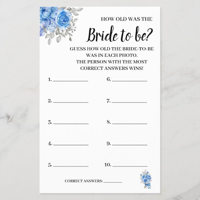 Flyer ¿Qué edad tenía la tarjeta de juego Blue Flowers S (Frente)