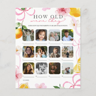 Flyer ¿Qué edad tenían? Juego de ducha de bebé Limón