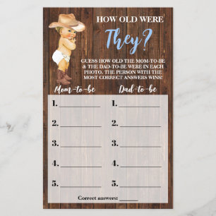 Flyer ¿Qué Edad Tenían Las Tarjetas De Juego Baby Shower