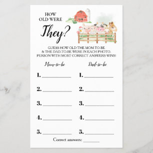 Flyer ¿Qué edad tenían? Tarjeta de juego para baby showe