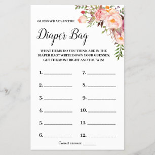 Flyer ¿Qué Hay En La Tarjeta De Juego Baby Shower Diaper