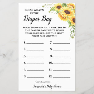 Flyer ¿Qué Hay En La Tarjeta De Juego Baby Shower Diaper
