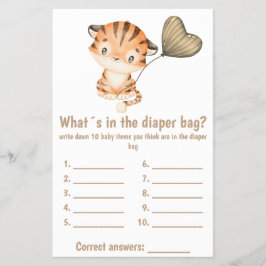 Flyer ¿Qué hay en la tarjeta de juego Baby Shower Diaper