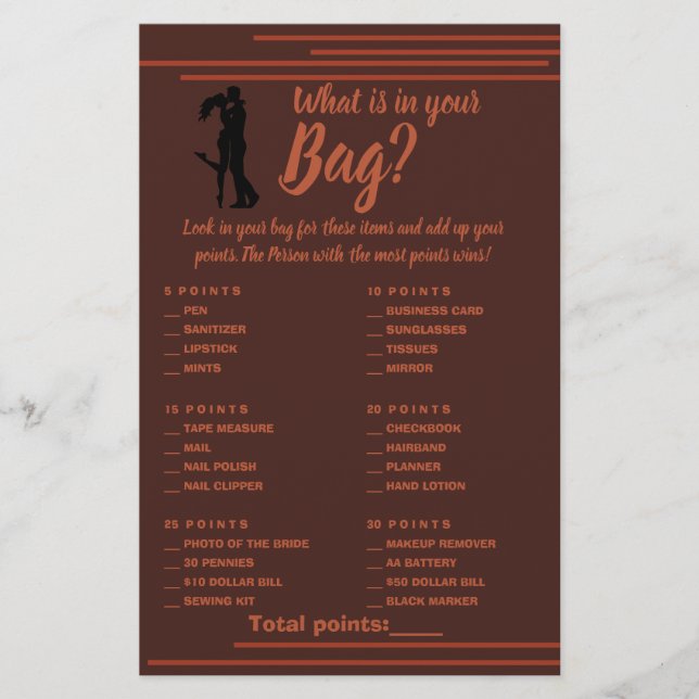 Flyer ¿Qué hay en la tarjeta de juego Bag Shower Dark? (Frente)