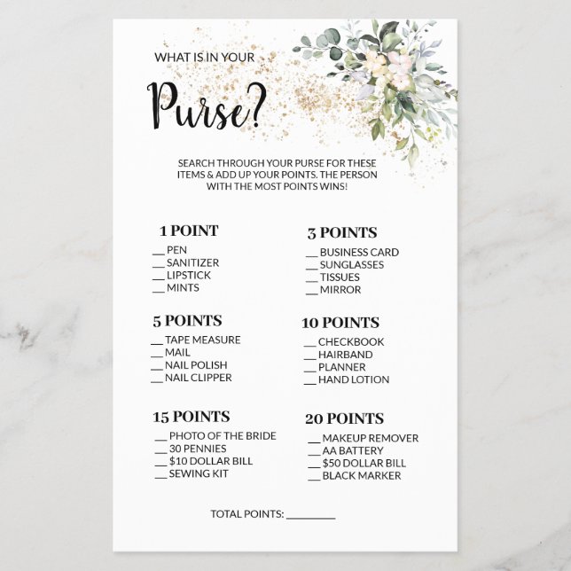 Flyer ¿Qué hay en la tarjeta de juego Herbal Shower? (Frente)