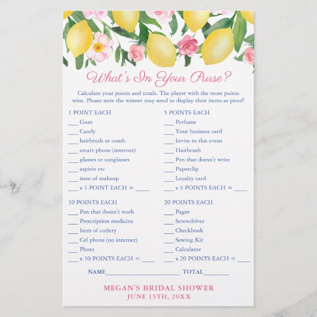 Flyer ¿Qué hay en tu bolso? (Frente)