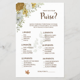 Flyer ¿Qué hay en tu bolso Boho Autumn Shower Game Card?