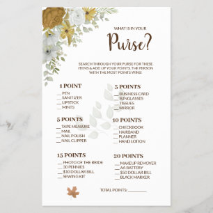 Flyer ¿Qué hay en tu bolso Boho Autumn Shower Game Card?